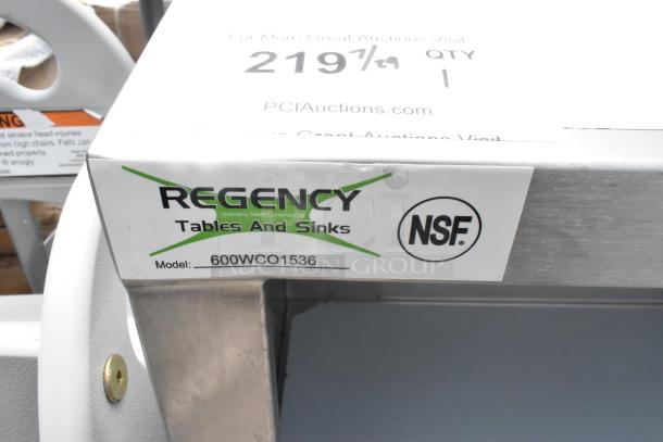 Regency 36" stainless steel open wall cabinet, model 600WCO1536, brand new, with scratch and dent marks, NSF certified.