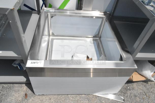 Brand new Regency 600SM242412 stainless steel floor mop sink, 24"x24"x12" bowl, 16-gauge, scratch and dent condition.