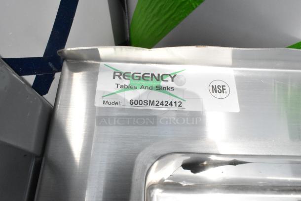 BRAND NEW SCRATCH AND DENT Regency 600SM242412 stainless steel mop sink, 24" x 24" x 12" bowl, NSF certified.