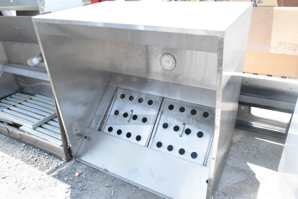 4' CaptiveAire 4830 ND-2 stainless steel grease hood with filters, features dial gauge, in good condition.