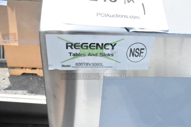Regency 600TBV3060L 30" x 60" 16 Gauge Stainless Steel Beverage Table with left sink; NSF certified; brand new.