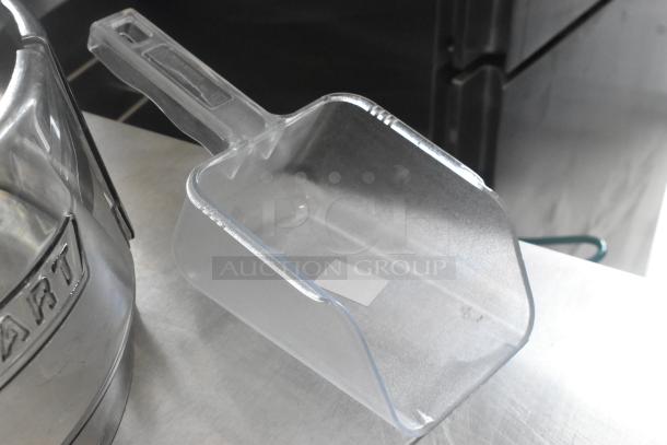 Hobart mixing bowl collar, 5355-220 poly condiment lids, and 176BINSCOOP poly ice scoop. Durable kitchen essentials.