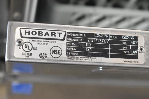 2019 Hobart LXCEPR commercial undercounter dishwasher, stainless steel, 120V, 1 phase. Serial #231212787.