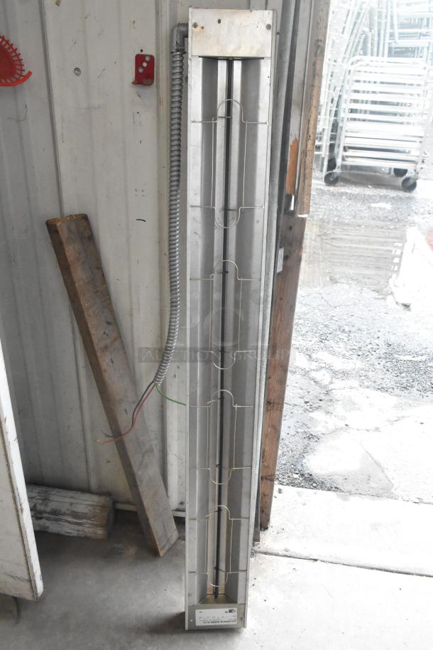 Hatco GRAH-54 metal warming strip, 54" length, 208 volts, 1 phase, in good condition. Vertical mount with attached cord.