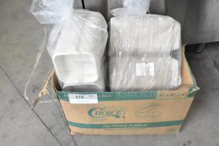 "Lot of EcoChoice To Go Containers, various sizes, new in box. Includes label 'No PFAS Added.' Box is slightly damaged."