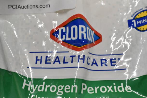 Clorox Hydrogen Peroxide Cleaning Wipes in packaging with visible logo and "Healthcare" label.
