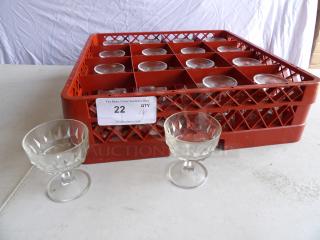 (x16) 8 oz. Diamond Glass dessert cups in dishwasher tray, excellent condition. Includes numbered auction tag, "QTY 16".