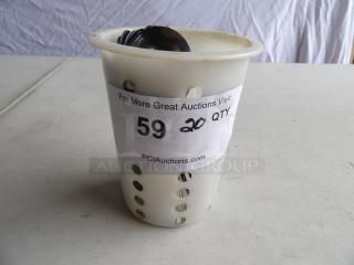 "Choice Windsor 5 7/8'' 18/0 stainless bouillon spoons, 20x, in a plastic holder, marked '59' and 'PCIAuctions.com.'"