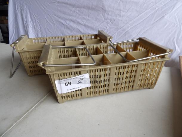 Noble Products 16-compartment full-size glass rack with extender, beige, includes 3 bids. Visible label: "69 QTY 2".