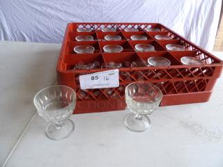 Set of 16 Diamond 8 oz. dessert glasses. Includes original crate. Excellent condition with intricate cut glass design.