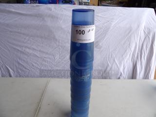 Blue 20 oz plastic Pepsi Cola cups, stack of ten, new condition, auction label shows quantity and website URL.