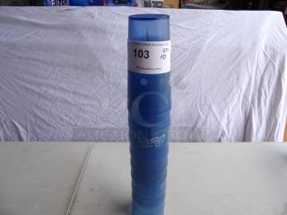 Stack of blue 20 oz plastic Pepsi Cola cups, set of 10, in new condition. Auction label reads "103 QTY 10 PCIAuctions.com."