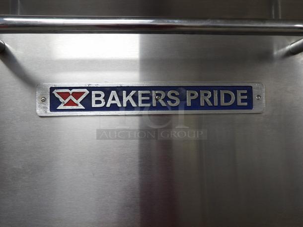 Bakers Pride D-125 Super Deck oven plate, showing brand logo in blue and red on stainless steel surface. New, unused condition.