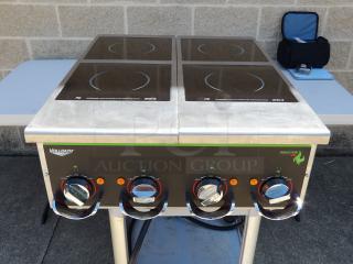 Vollrath 924 HIMC stainless steel 4-burner induction range, electric, commercial countertop, 208/240V, 1 phase, pristine condition.