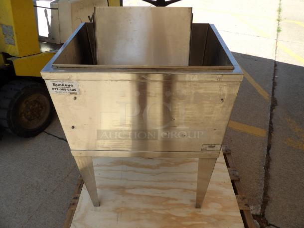 Capital Beverage Stainless Steel Cold Well, used condition, sturdy legs, visible Buckeye equipment label, ideal for catering.