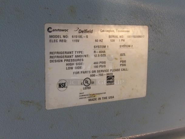 Delfield 6151XL-S two-door reach-in freezer, excellent condition, 115V, fully tested, NSF and UL listed, serial 1501152000017.