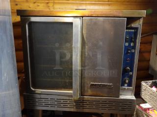 Imperial Stainless Steel Commercial Gas Powered Full Size Convection Oven w/ View Through Door, Solid Door, Metal Oven Racks and Thermostatic Controls. 125 Volts, 1 Phase. - Item #1200406