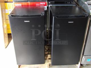 Galanz 3.3 cu. ft. black single door refrigerator, model GLR33MBKE23. New, scratch and dent condition.