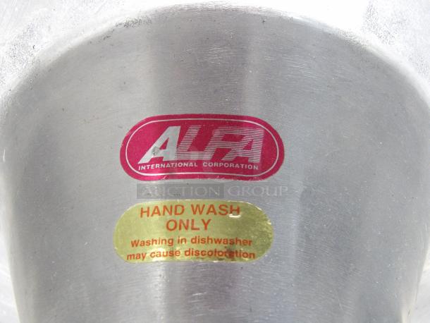 Dough hook for 80 Qt. Hobart mixer, branded ALFA. Features hand wash label; washing in dishwasher may cause discoloration.