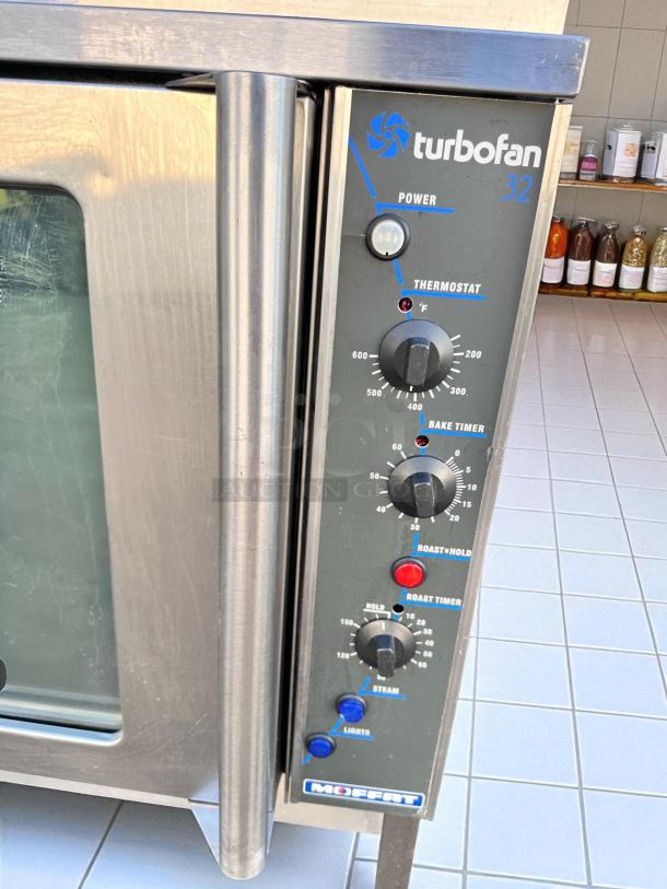 Moffat Turbofan E32MS double deck convection oven, stainless steel, 208V, excellent condition, fully tested.