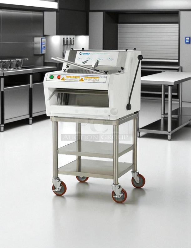 Oliver 6401-5048 commercial bread slicer in excellent condition, NSF certified, fully tested, featuring control panel and sturdy frame.