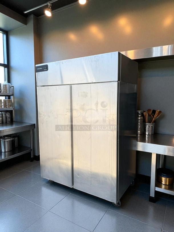Delfield GBR2P-S 2-door commercial reach-in refrigerator in top-tier condition, stainless steel, fully tested, and working.