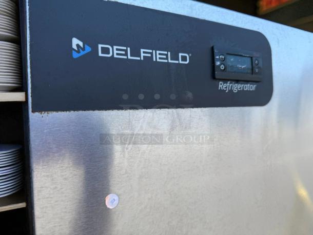 Delfield GBR2P-S 2-door commercial refrigerator, top-tier condition, stainless steel, digital display, 115V.