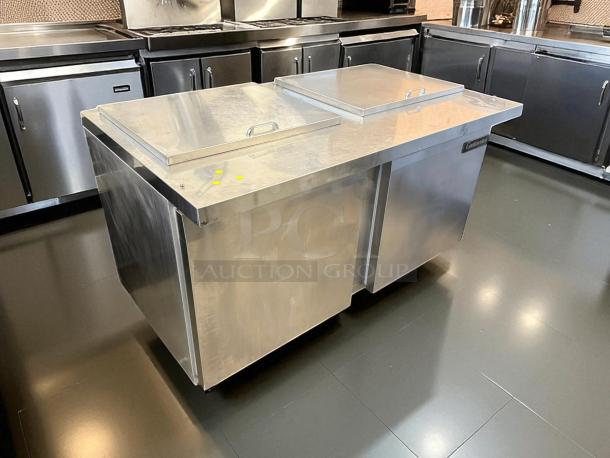 Continental SW60-24M commercial refrigerator freezer, dual lid top access, 115V, stainless steel, outstanding condition.