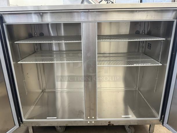 Krowne 48" two-door refrigerated worktop with casters, stainless steel, fully tested, excellent condition, 115V.