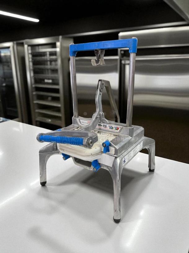 Prince Castle Saber King 3/8" Vegetable Cutter, manual, immaculate condition, NSF certified, fully tested, blue handles.