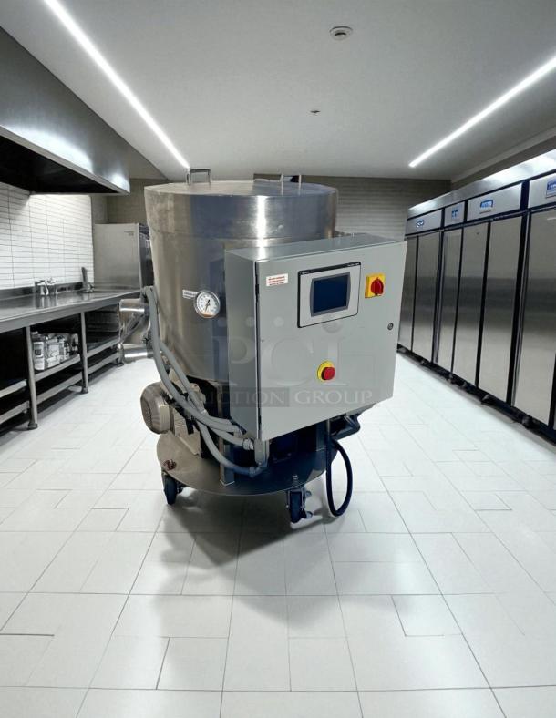 Watlow heated mixing tank system, Allen-Bradley PanelView C600, Model BCN8A10S, superb condition, 240V, with directional pump.