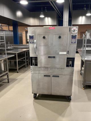 AutoFry MTI-40E double-basket ventless electric fryer, 240V, stainless steel, fully tested, outstanding condition.