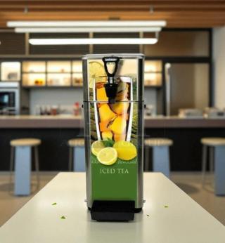 Newco FPM-1 lemonade dispenser with Tomlinson spout, excellent condition, label shows iced tea and lemons, fully tested.