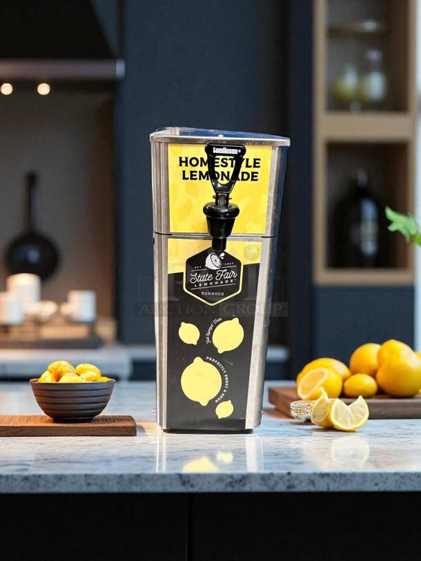 Newco FPM-1 lemonade dispenser in excellent condition with Tomlinson spout, labeled "State Fair Lemonade," fully tested and working.