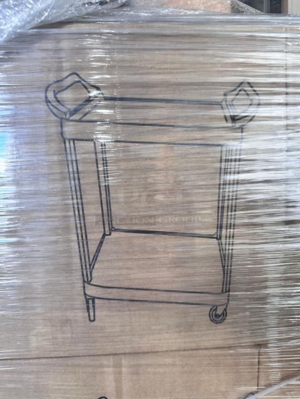 Brand New Choice 2-Shelf Utility Cart, model #109CARTBS2BK, 24"x16", black, lightweight, durable, packaged in original wrap.
