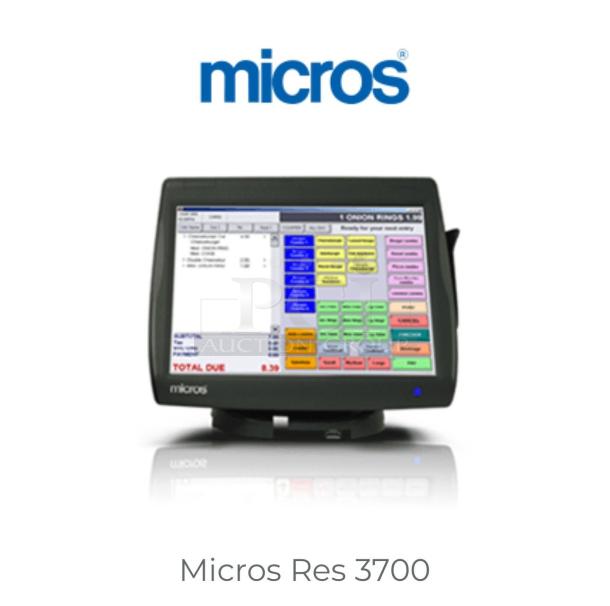 Oracle Micros RES 3700 POS System with touchscreen terminal, cash drawer, and power dock. Fully tested, top-tier condition.