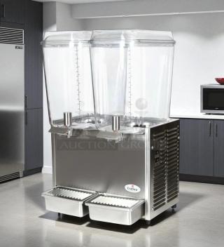 Crathco D25-3 cold beverage dispenser, 5-gallon dual tanks, stainless steel, outstanding condition, fully tested, 115V.