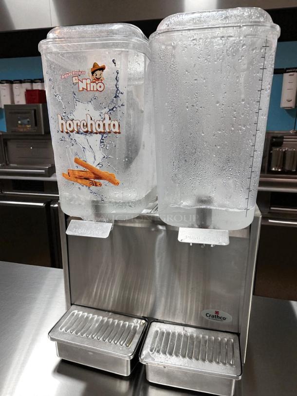 Crathco D25-3 5-Gallon Cold Beverage Dispenser, dual tanks, stainless steel, outstanding condition, 115V, fully tested.