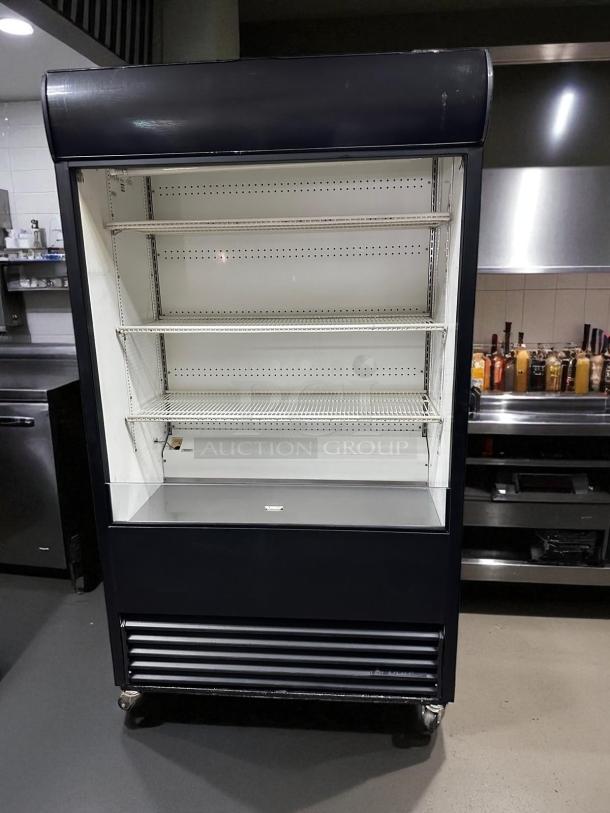 True TAC-48 air curtain display merchandiser, 48", black, excellent condition, 208/230V, shelves intact, fully tested.
