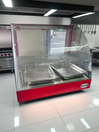 Cozoc FW5004-2 countertop heated display case, 27", superb condition, 120V, fully tested, visible brand logo, stainless steel shelves.