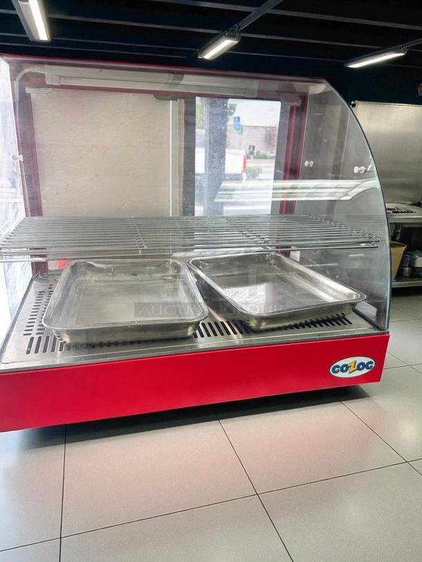 Cozoc FW5004-2 27" countertop heated display case, superb condition, fully tested, 120V, with stainless trays and glass front.