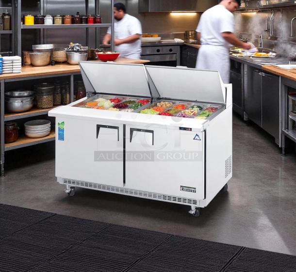 Everest EPBWR2 2-Door Refrigerated Prep Table, top-tier condition, 115V, fully tested, ideal for sandwiches/salads.