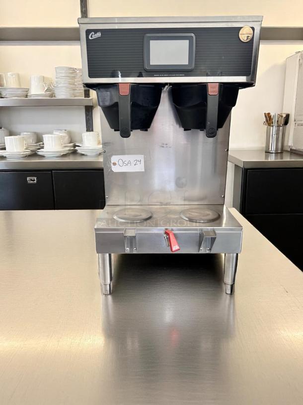 Wilbur Curtis G4GEMT10A1000 dual automatic coffee brewer, 220V, excellent condition, fully tested, stainless finish.