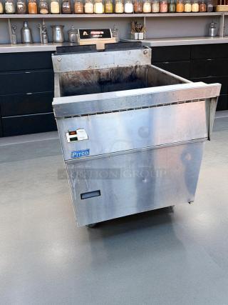 Pitco FBG24 gas fryer in outstanding condition, 24" wide, 120,000 BTU, natural gas, fully tested, and working.