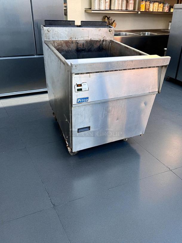 Pitco FBG24 gas fryer in outstanding condition, 24" wide, 120,000 BTU, natural gas, fully tested and working, visible Pitco label.