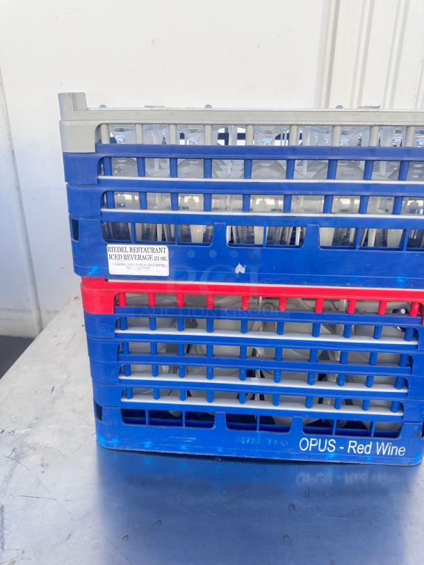 Lot of RIEDEL & OPUS glassware in outstanding condition, including beverage, wine, and coffee glasses, fully cleaned.