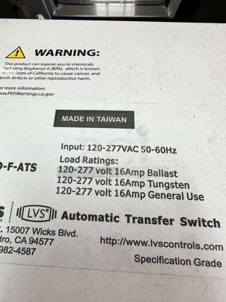 LVS EPC-D-F-ATS Automatic Transfer Switch, superb condition, 120-277VAC, 16Amp load ratings, made in Taiwan, lot of 6 units.