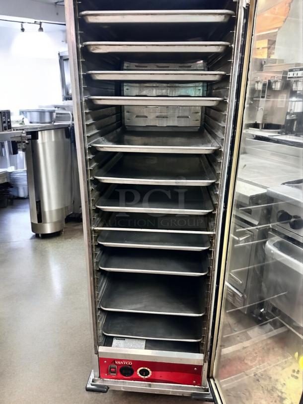 Avantco HEAT1836 full-size mobile heating cabinet in outstanding condition. Features multiple shelves, 120V, model HC1836H.
