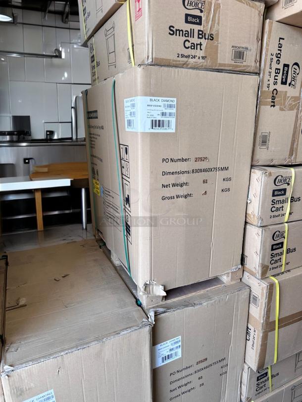 Factory-sealed Black Diamond BDGF-ES35/NG Energy Star gas fryer, model BDGF-ES35/NG, 35 lb capacity, in original packaging.