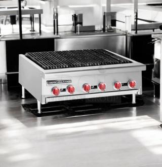 Brand-new American Range AERB-36 char broiler, 36" with legs, radiant design, red knobs, factory sealed, natural gas.